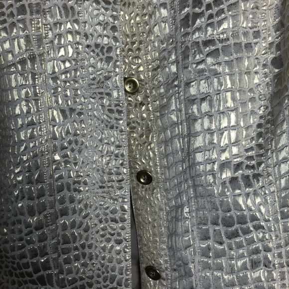Attyre Gold Metallic Reptile Print Line Jacket SzL - Picture 3 of 6